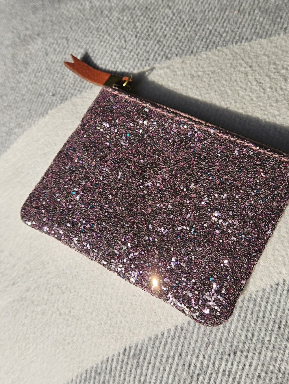 Madewell Pink Glitter Zipper Credit Card Holder NWT